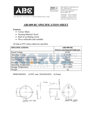 ABI-009-RC datasheet - Electro-mechancial Indicator