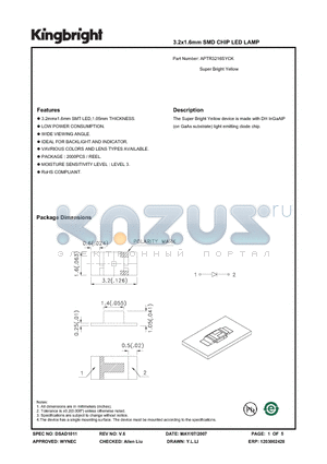 APTR3216SYCK datasheet - 3.2x1.6mm SMD CHIP LED LAMP