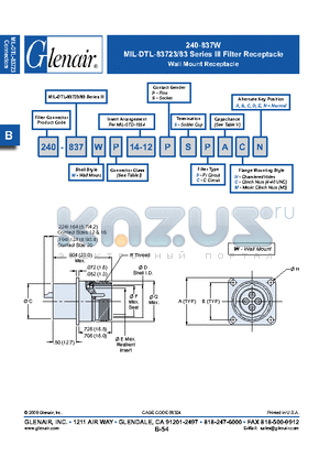 240-837-WMT14-12S datasheet - Filter Receptacle Wall Mount Receptacle