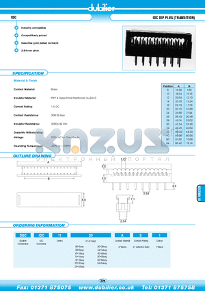 DBCIDC1126AS1 datasheet - IDC IDC DIP PLUG (TRANSITION)