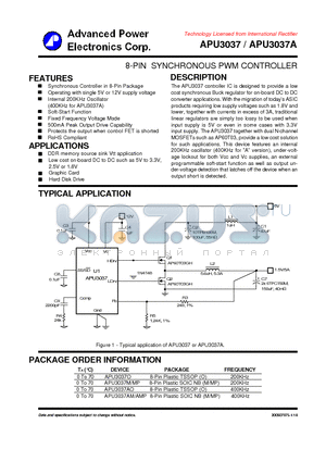 APU3037MP datasheet - 8-PIN SYNCHRONOUS PWM CONTROLLER