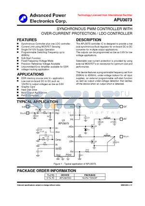 APU3073 datasheet - SYNCHRONOUS PWM CONTROLLER WITH