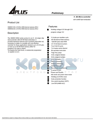 APU8952 datasheet - 8-BIT MICRO CONTROLLER WITH 4/8KB FLASH EMBEDDED