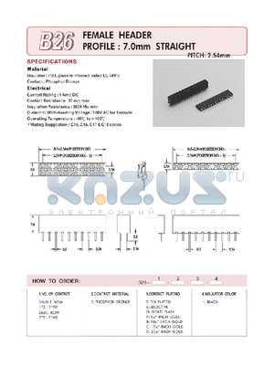 B2612BT1 datasheet - FEMALE HEADER PROFILE : 7.0mm STRAIGHT