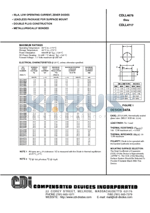 CDLL4678 datasheet - 50 uA, LOW OPERATING CURRENT, ZENER DIODES