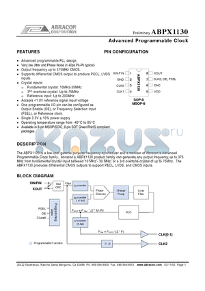 ABPX1130 datasheet - Advanced Programmable Clock