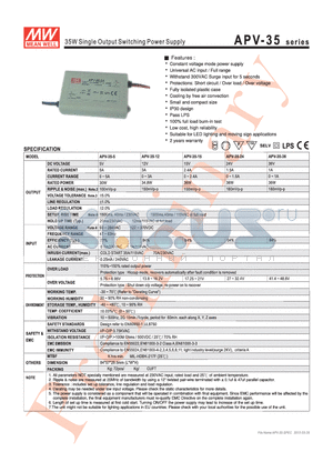 APV-35_12 datasheet - 35W Single Output Switching Power Supply