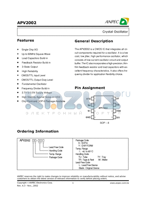 APV2002KI-TY datasheet - Crystal Oscillator