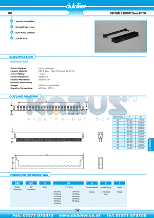 DBCIDC506AS1 datasheet - IDC IDC CABLE SOCKET 2mm PITCH