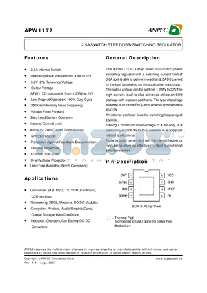 APW1172KAC-TR datasheet - 2.5A SWITCH STEP DOWN SWITCHING REGULATOR