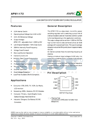 APW1172KAC-TUL datasheet - 2.5A SWITCH STEP DOWN SWITCHING REGULATOR