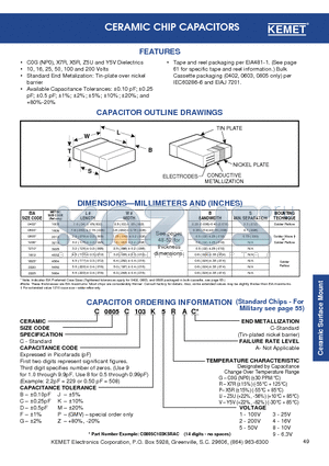 C1210C102K5GAC datasheet - CERAMIC CHIP CAPACITORS