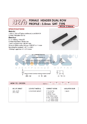 B27B22BB1 datasheet - FEMALE HEADER DUAL ROW PROFILE : 5.0mm SMT TYPE