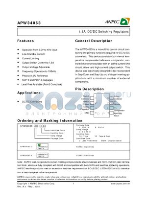 APW34063JC-TU datasheet - 1.5A, DC/DC Switching Regulators