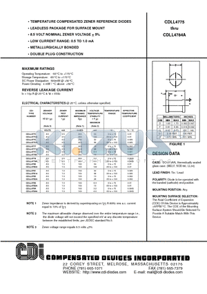 CDLL4775 datasheet - TEMPERATURE COMPENSATED ZENER REFERENCE DIODES