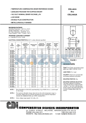 CDLL4916A datasheet - TEMPERATURE COMPENSATED ZENER REFERENCE DIODES