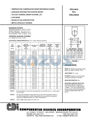 CDLL4925 datasheet - TEMPERATURE COMPENSATED ZENER REFERENCE DIODES