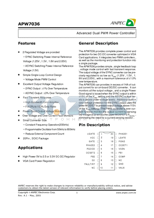 APW703615KC-TU datasheet - Advanced Dual PWM Power Controller