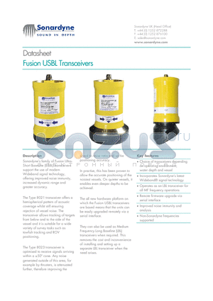 8023 datasheet - Fusion USBL Transceivers