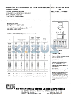 CDLL5287 datasheet - CURRENT REGULATOR DIODES