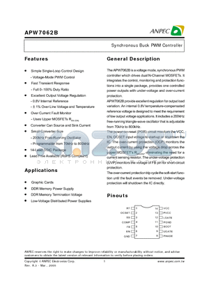 APW7062BKC-TU datasheet - Synchronous Buck PWM Controller