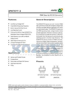 APW7077AZBI-TUL datasheet - PWM Step-Up DC-DC Converter