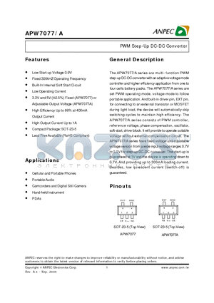 APW7077ZBI-TRL datasheet - PWM Step-Up DC-DC Converter