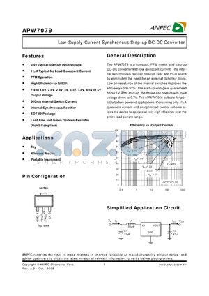 APW7079 datasheet - Low-Supply-Current Synchronous Step-up DC-DC Converter