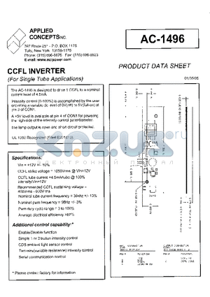 AC-1496 datasheet - CCFL INVERTER(For Single Tube Applications)