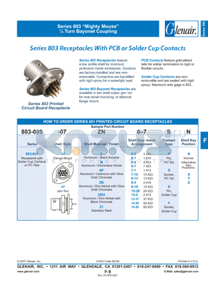 803-005-02NF5-3PN datasheet - Receptacles With PCB or Solder Cup Contacts
