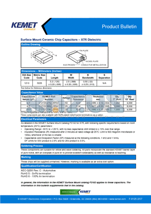 C1210C10613RAC datasheet - Surface Mount Ceramic Chip Capacitors - X7R Dielectric