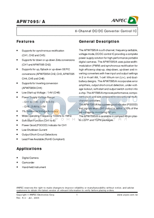 APW7095 datasheet - 6-Channel DC/DC Converter Control IC