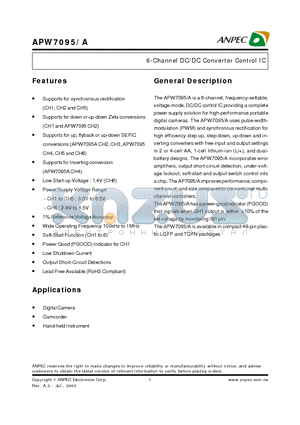 APW7095AQBE-TY datasheet - 6-Channel DC/DC Converter Control IC