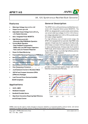 APW7145KAI-TRG datasheet - 3A, 12V, Synchronous-Rectified Buck Converter