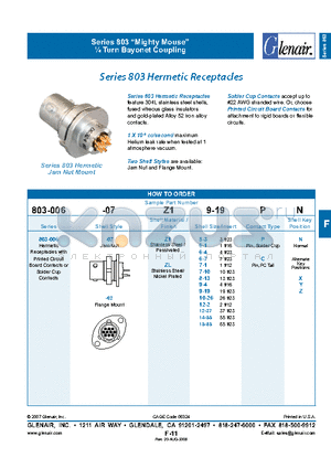 803-006-02Z16-4PN datasheet - Hermetic Receptacles