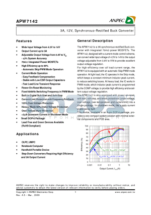 APW7142KI-TRG datasheet - 3A, 12V, Synchronous-Rectified Buck Converter