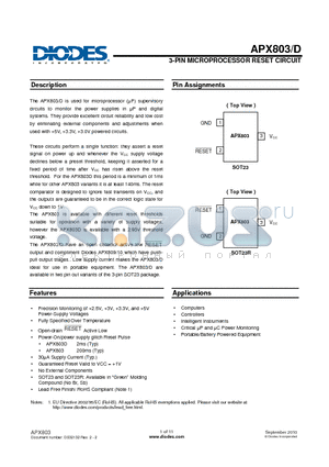 APX803-23SA datasheet - er3-PIN MICROPROCESSOR RESET CIRCUIT