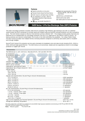2420 datasheet - 5-Pin Gas Discharge Tube (GDT) Protector