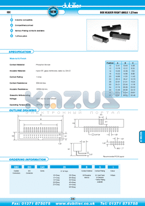 DBCIDCC4326BS1 datasheet - IDC BOX HEADER RIGHT ANGLE 1.27mm