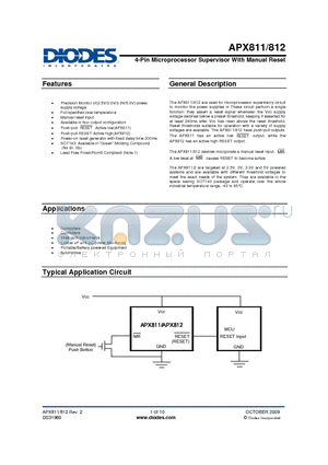 APX811 datasheet - 4-Pin Microprocessor Supervisor With Manual Reset