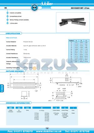 DBCIDCC4444BG1 datasheet - IDC BOX HEADER SMT 1.27mm