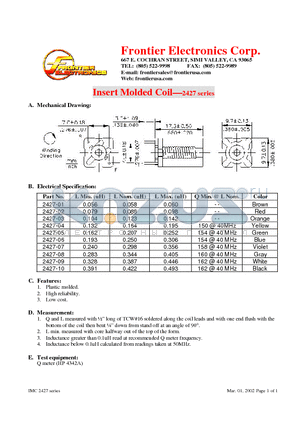 2427-10 datasheet - Insert Molded Coil