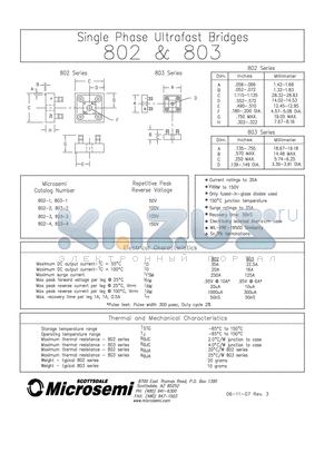 803-1 datasheet - Single Phase Ultrafast Bridges