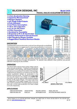 2430-100 datasheet - TRIAXIAL ANALOG ACCELEROMETER MODULE