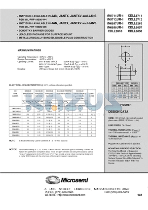 CDLL5711 datasheet - SCHOTTKY BARRIER DIODES