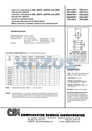 CDLL6263 datasheet - SCHOTTKY BARRIER DIODES