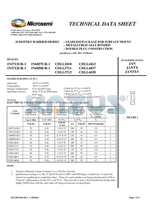 CDLL6263 datasheet - SCHOTTKY BARRIER DIODES