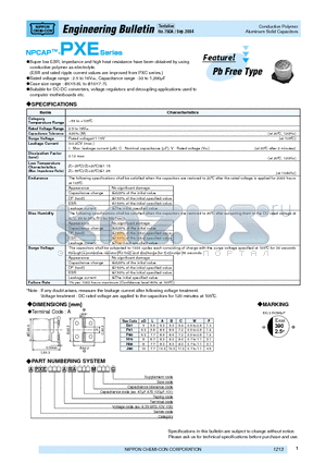 APXE100ARA221MH70G datasheet - Aluminum Solid Capacitors