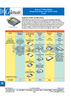 171-001-4SS-PCLMH datasheet - Single Row Strips with Solder Cups