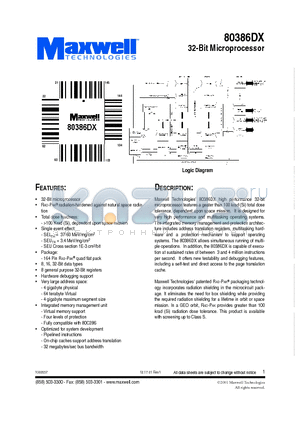 80386DXRPQB16 datasheet - 32-Bit Microprocessor